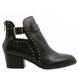 Black Moto Chic, Edgy Silver Stud Booties